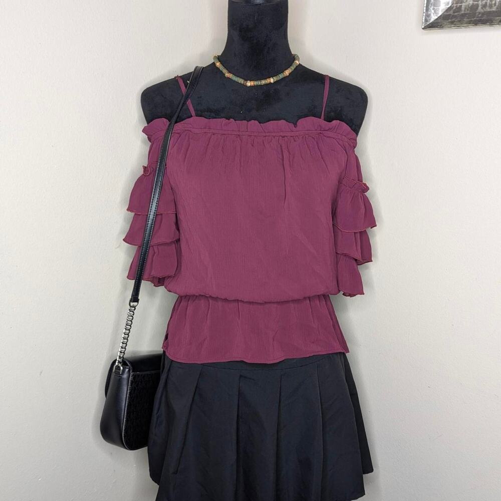 Burgundy off shoulder blouse medium